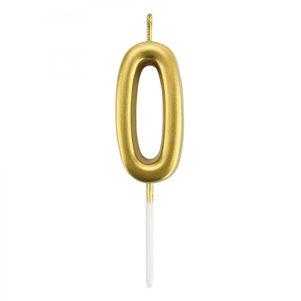 0 Rakamı Altın 6 cm Mum