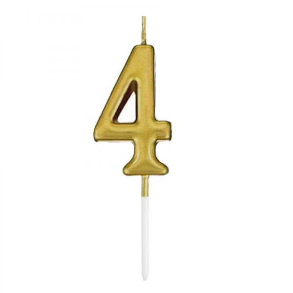 4 Rakamı Altın 6 cm Mum