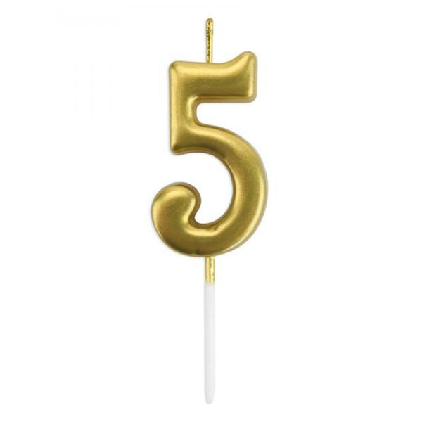 5 Rakamı Altın 6 cm Mum