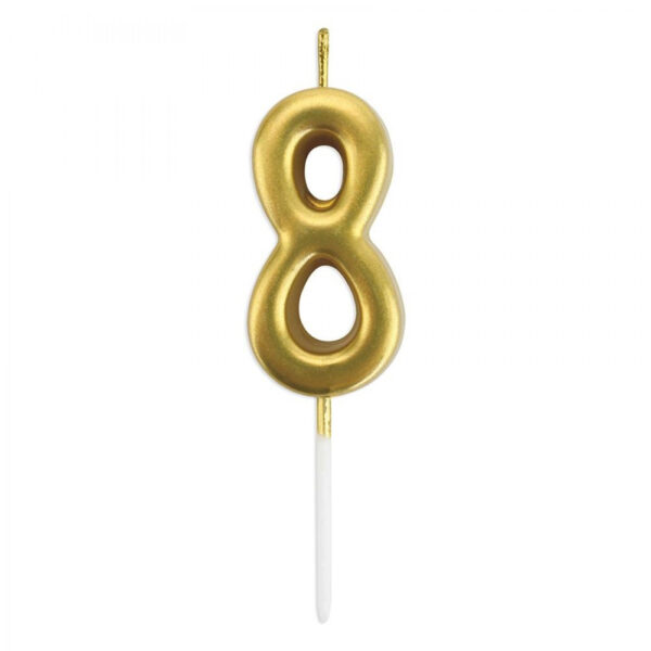 8 Rakamı Altın 6 cm Mum