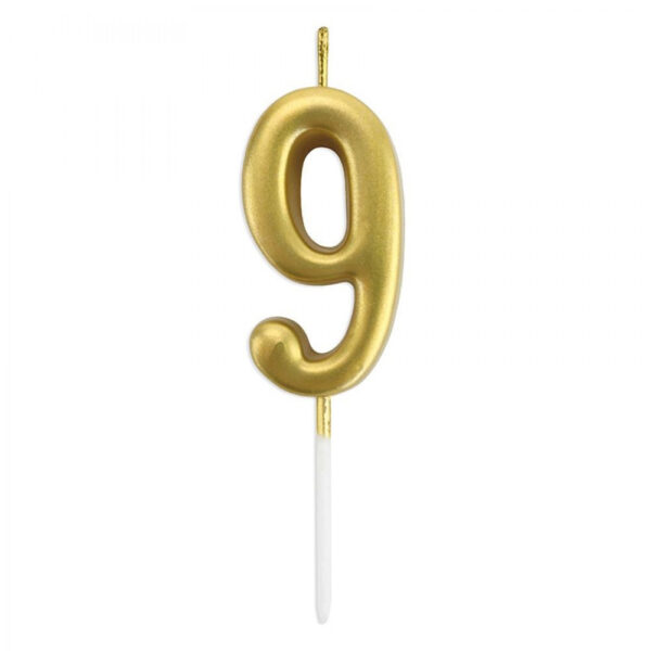 9 Rakamı Altın 6 cm Mum