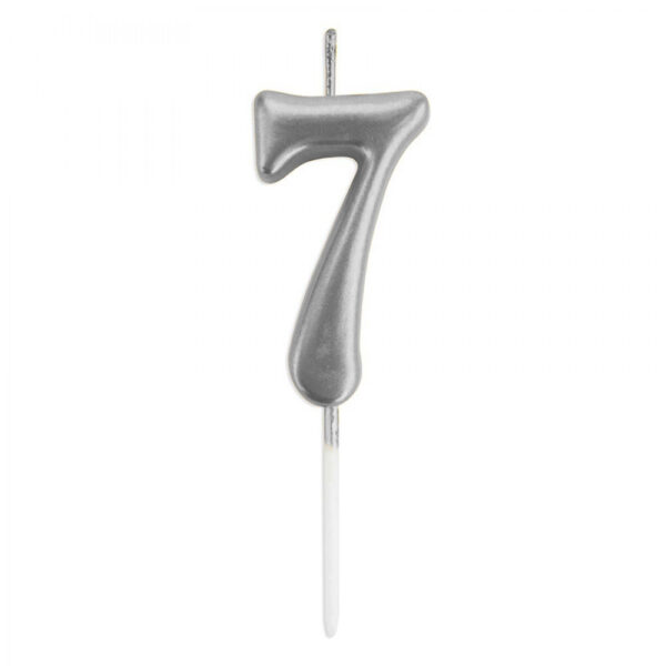 7 Rakamı Gümüş 6 cm Mum