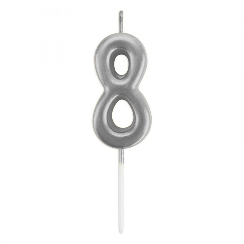 8 Rakamı Gümüş 6 cm Mum
