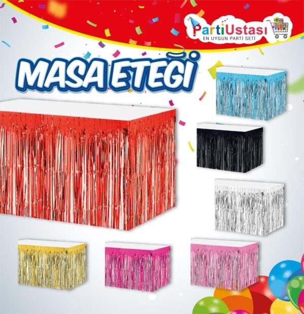 Püsküllü Masa Eteği Kırmızı