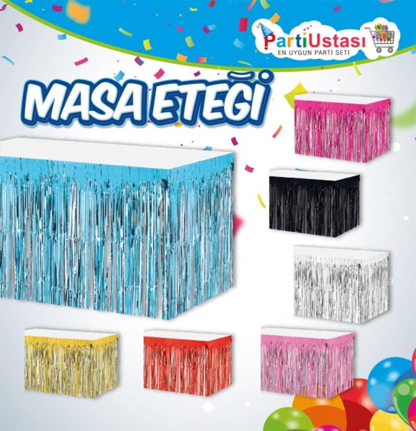 Püsküllü Masa Eteği Mavi