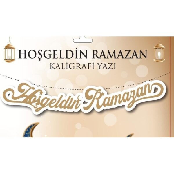 Hoşgeldin Ramazan Kaligrafi Yazı Gold