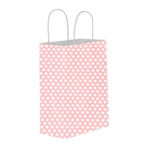 Kraft Çanta 25x12x31 cm Pembe Puantiyeli 25'li